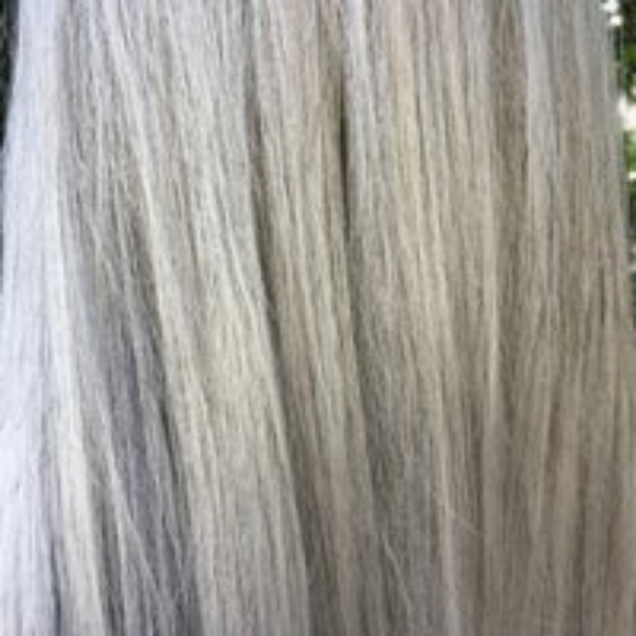 white and gray lace front wig main image 5